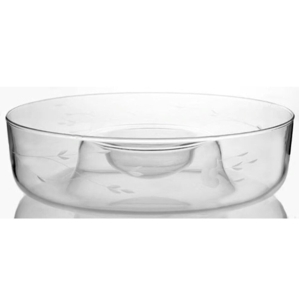 Vintage Princess House Heritage Etched Crystal Chip & Dip Bowl Server